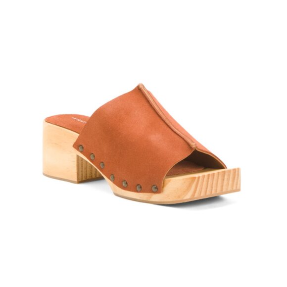 INTENTIONALLY BLANK Chestnut Made In Spain Suede Ps I Love You Clogs